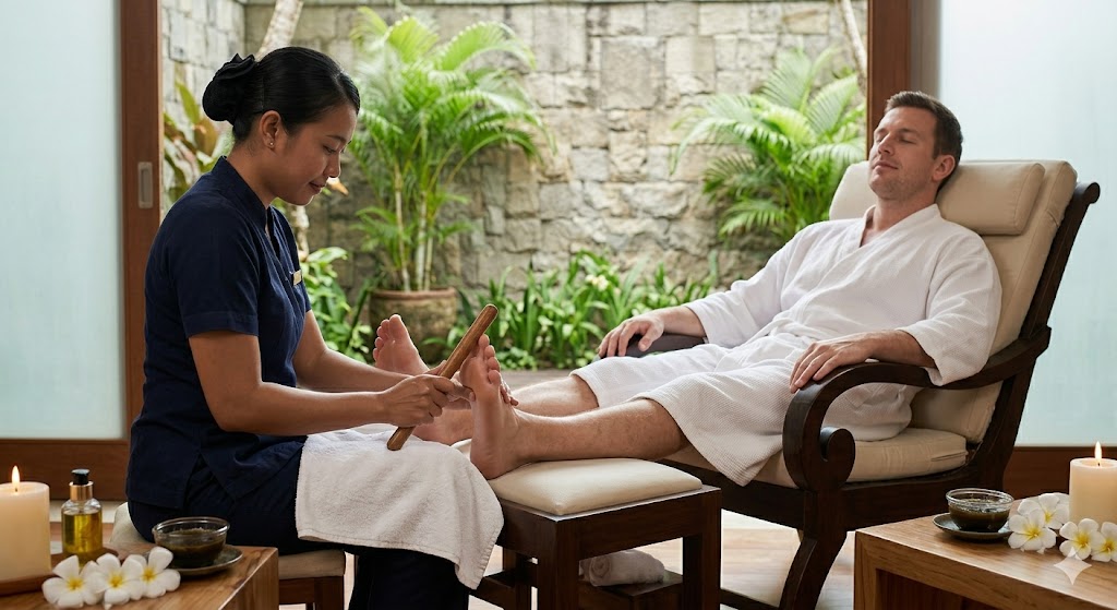 Thai foot reflexology massage session at Refresh D Thai Spa Koramangala